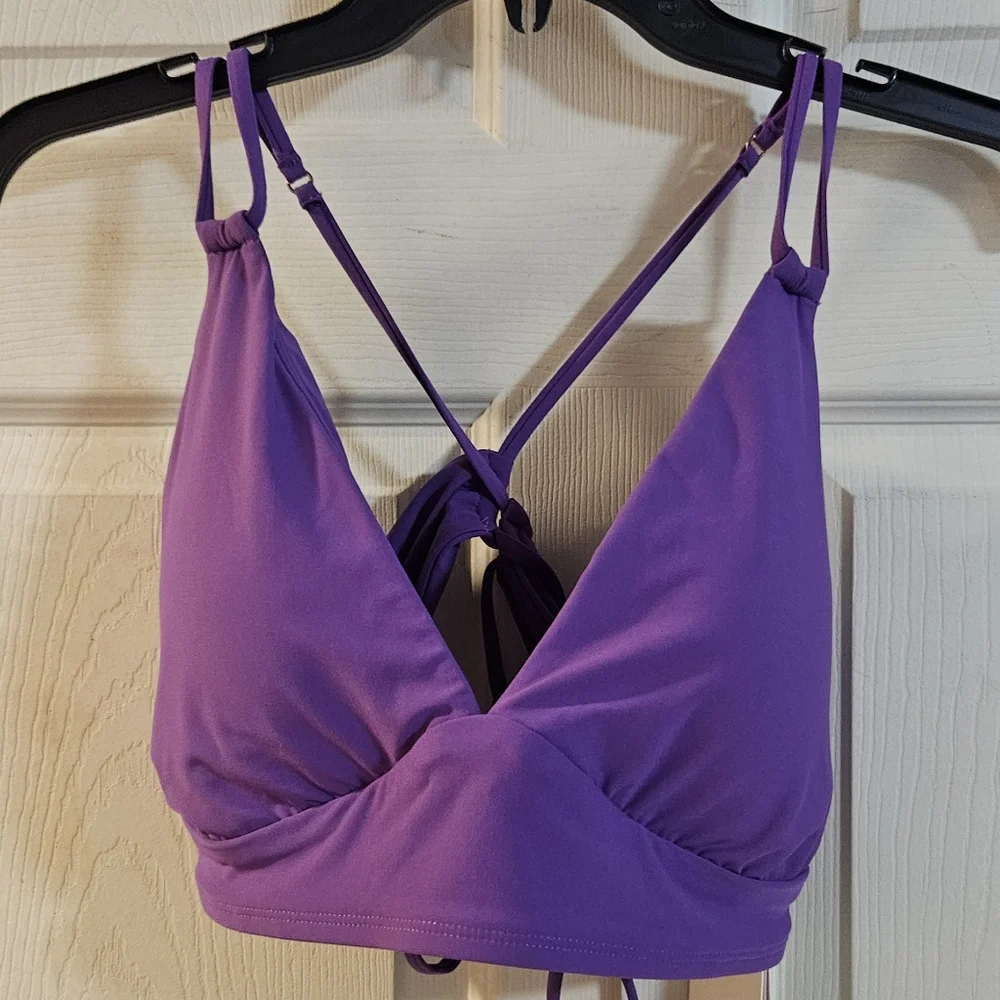CALIA Double Strap Triangle Bikini Low Support Swim Top: PURPLE PUNCH: NWT: XL